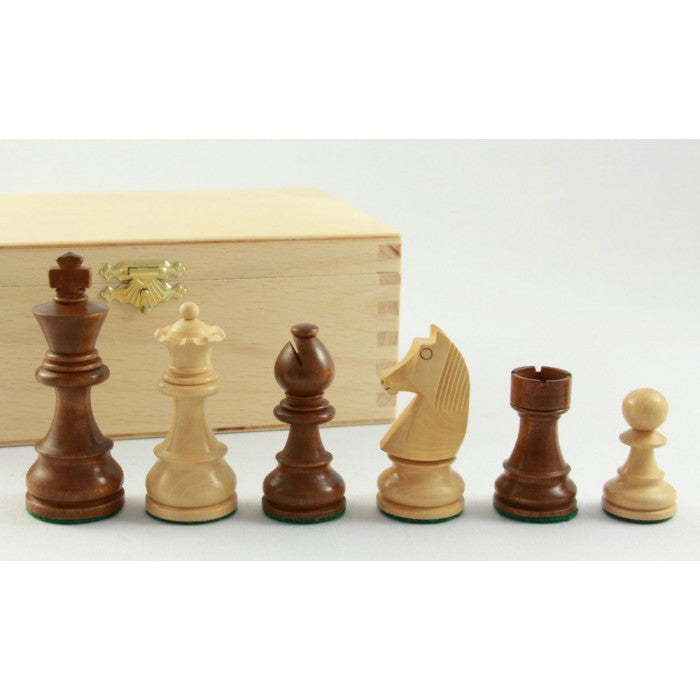 Schachfiguren Buchsbaum, braun/natur, Staunton-Form, KH 83 mm