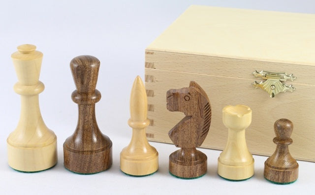 Schachfiguren Akazie und Buchsbaum, Moderne Form, KH 95 mm