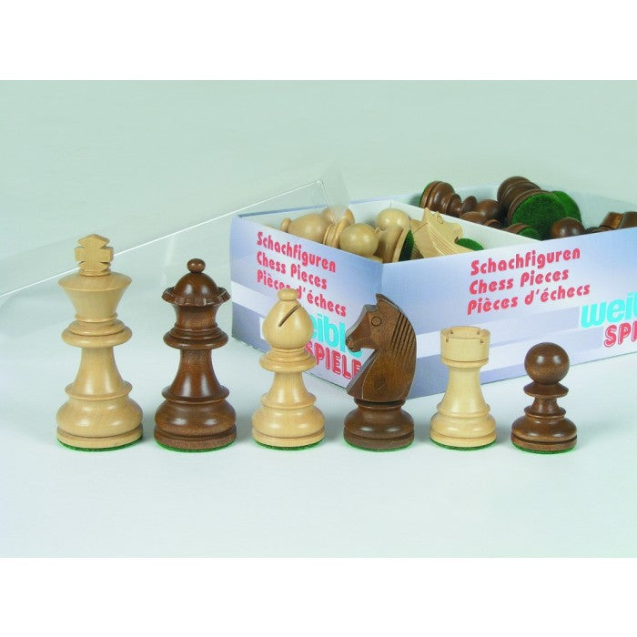 Schachfiguren Buchsbaum, braun/natur, Staunton-Form, KH 70 mm