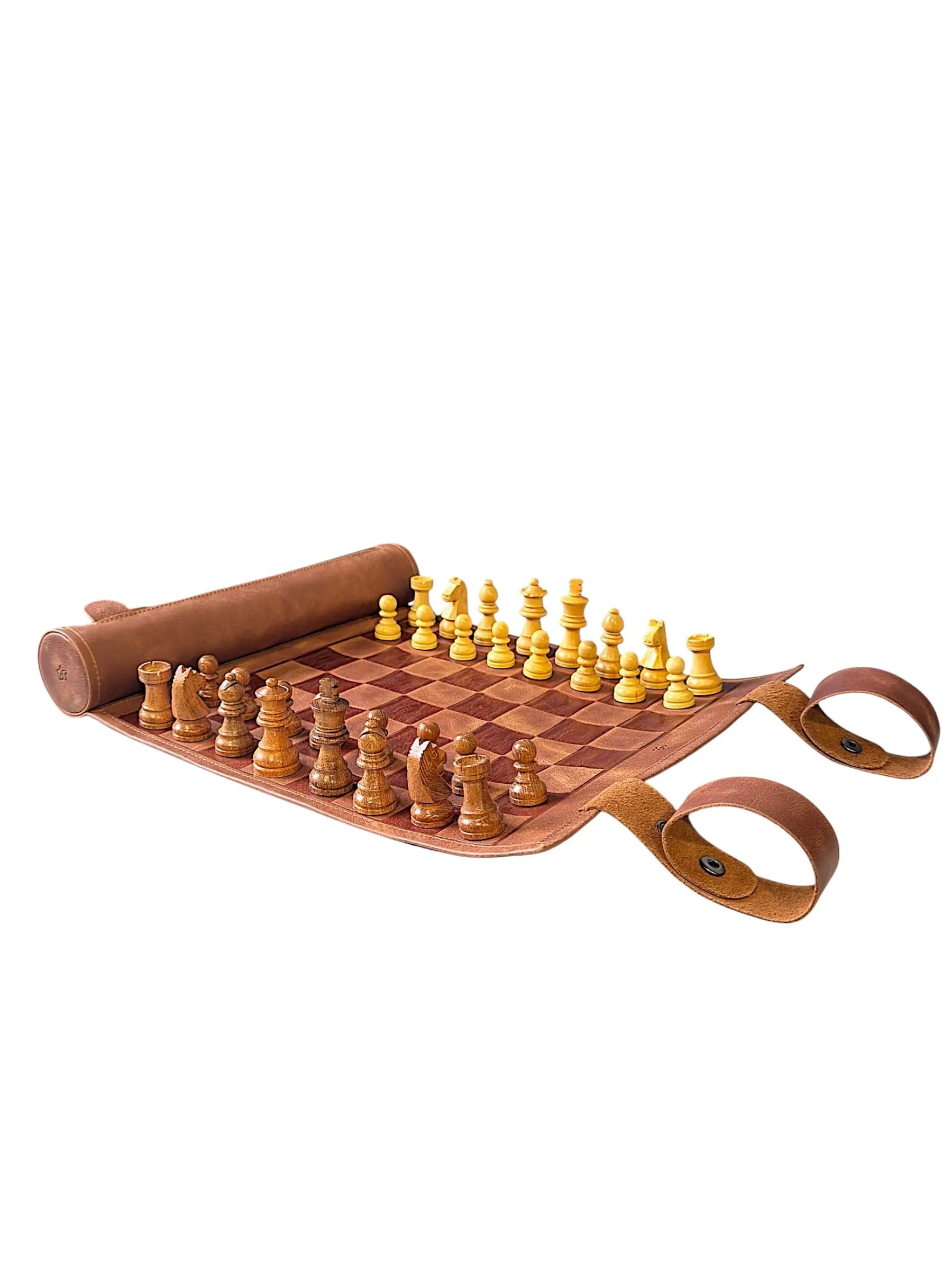 Magnetisches Schach – Rollbares Luxus-Schachspiel aus Echtleder