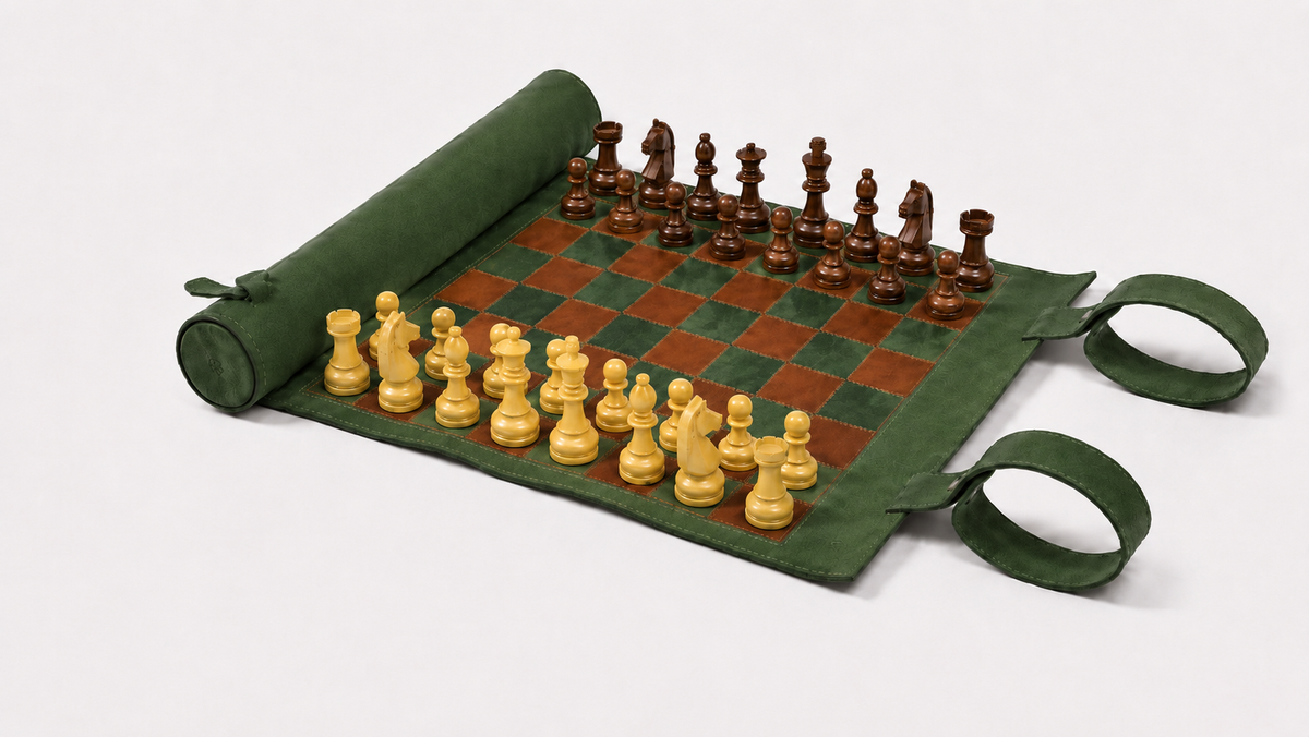 Magnetisches Schach – Rollbares Luxus-Schachspiel aus Echtleder