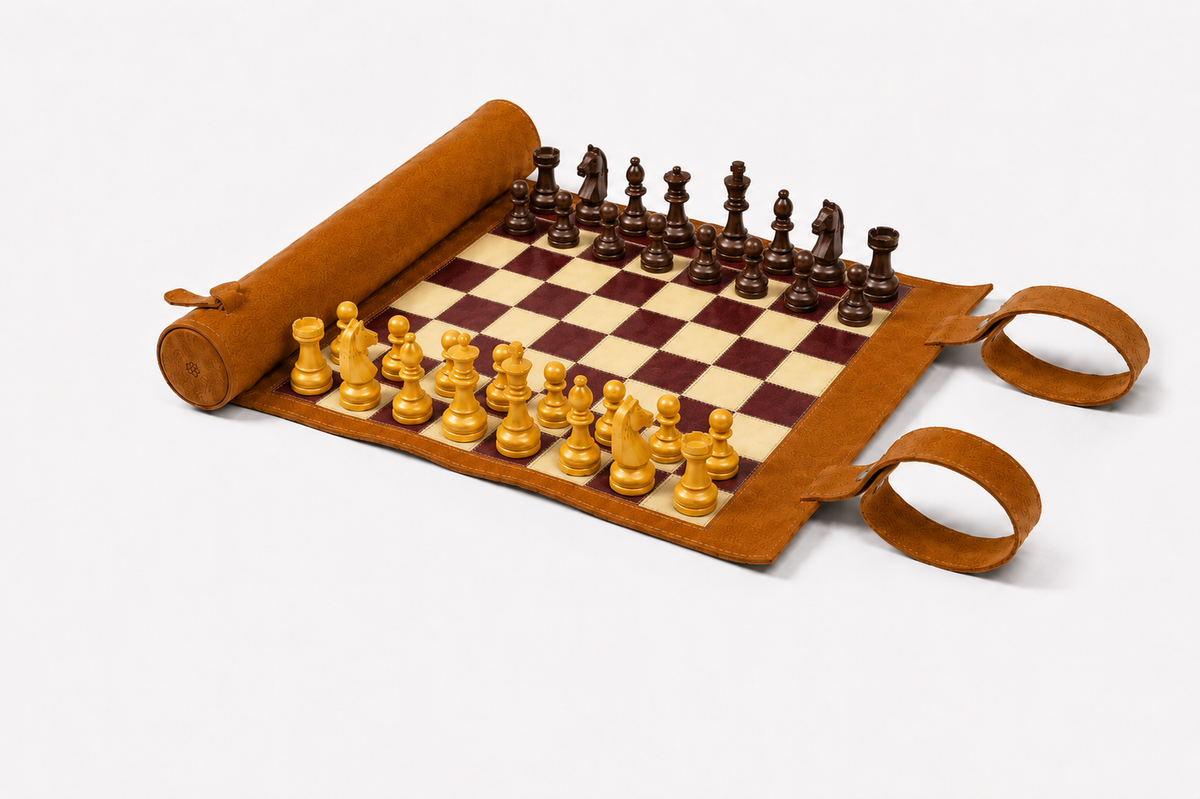 Magnetisches Schach – Rollbares Luxus-Schachspiel aus Echtleder