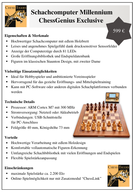 Schachcomputer MILLENNIUM ChessGenius Exclusive