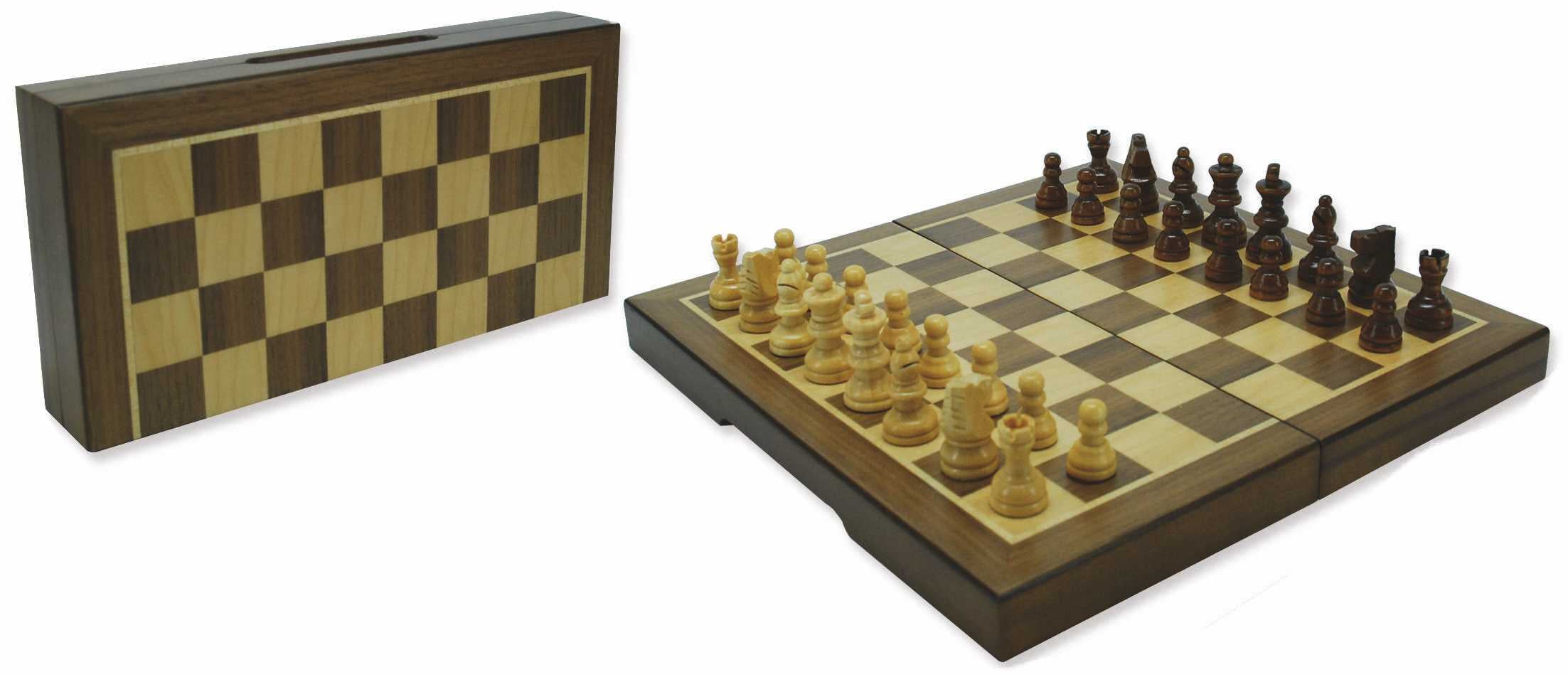Schach-Kassette Magnetisch Nussbaum 23x23 cm