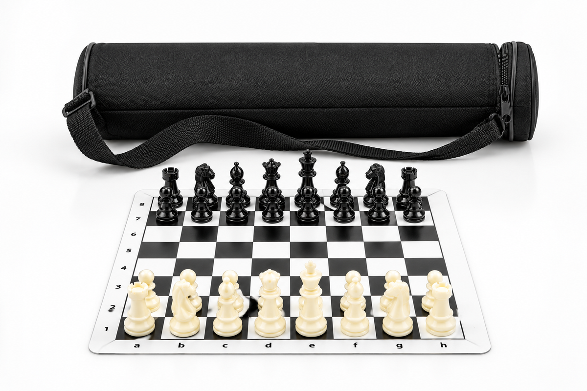 Schachset mit rollbarer Schachplane, klein