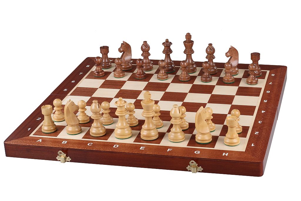Tournament No. 5 German Knight – Schachset mit Intarsienbrett 47x47 cm