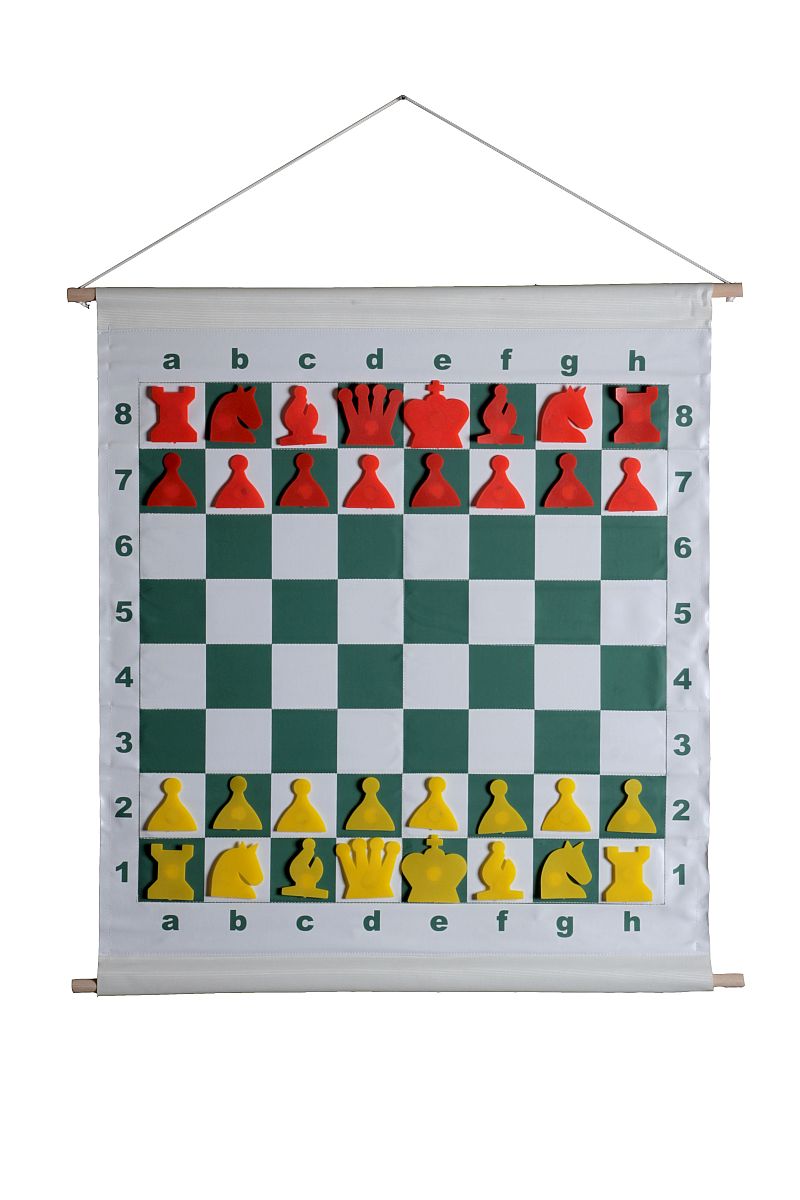 Dies ist ein Bild eines Schach-Demobrettes rollbar, magnetisch, mit Tragetasche, 68 cm