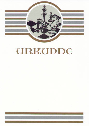Schach Urkunde in gold silber