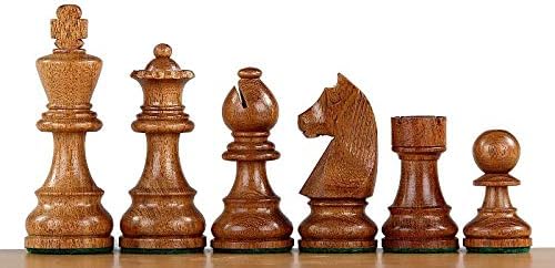 Hochwertige Schachfiguren 95mm aus Buchsbaum und Akazie, gewichtet und filzunterlegt