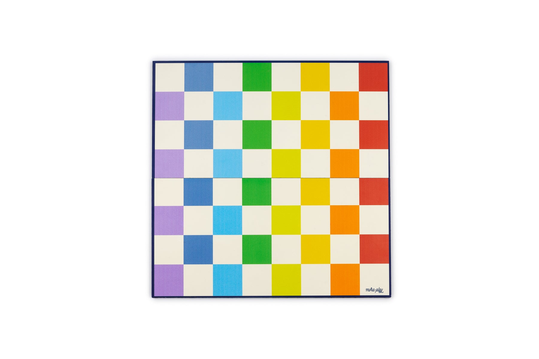 Handgefertigtes Reise-Schachbrett aus Holz in Regenbogen-Farben, exklusiv bei Chess Tigers