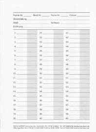500 Partieformulare 60+60 Züge einfach und ohne Logo / Eindruck