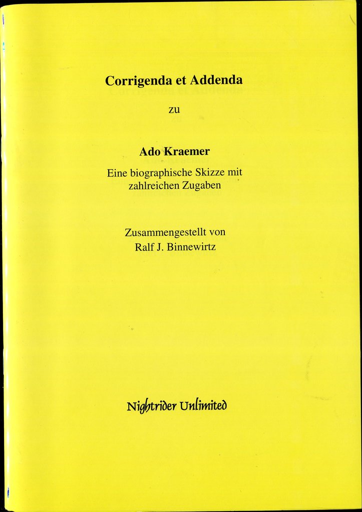 Corrigenda et Addenta zu Ado Kramer (Antiquariat)