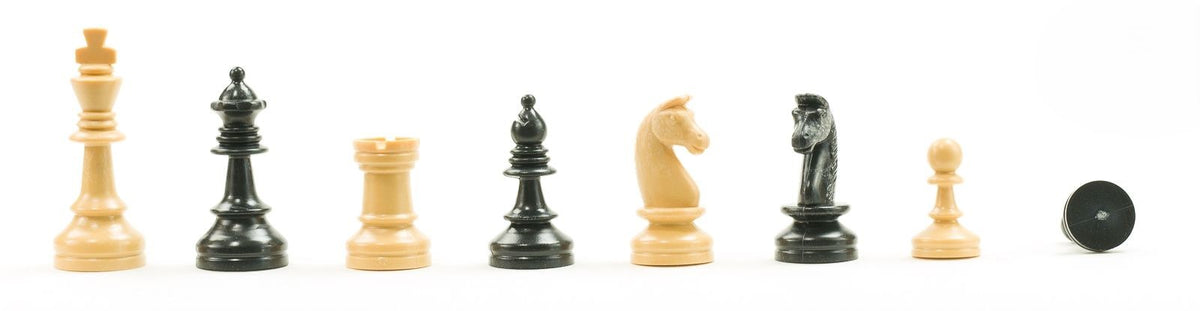 Kunststoff-Schachfiguren 72 mm – klassischer Figurensatz in Beige/Schwarz