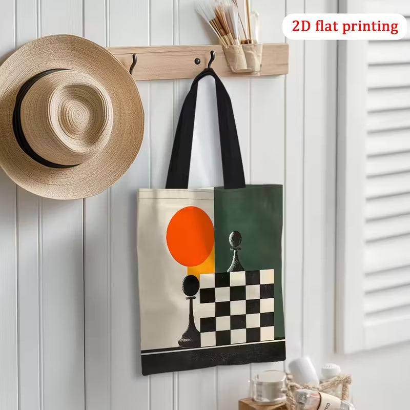 Tragetasche / Stofftasche mit Schachmotiv