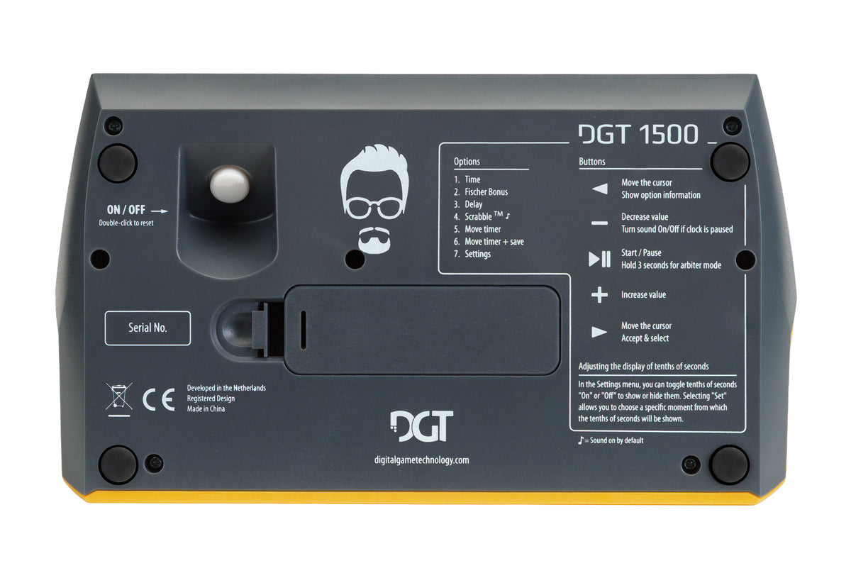 DGT1500 GothamChess Limited Edition – digitale Schachuhr in Grau und Gelb mit großem Display