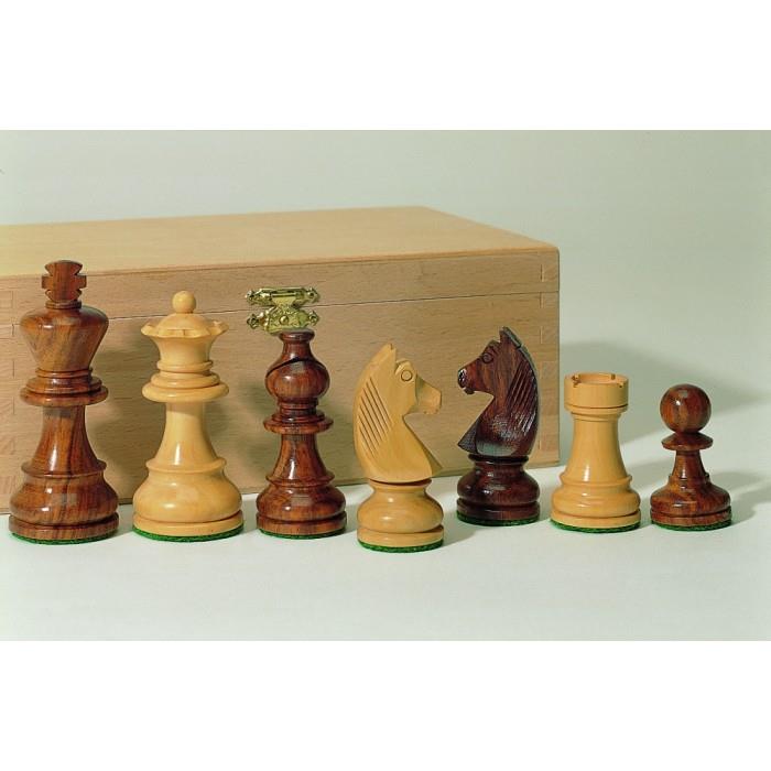 Schachfiguren Staunton-Form, Teak/Buchsbaum, KH 112 mm
