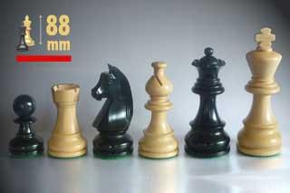 Schachfiguren "Original 535 Design" schwarz, Stauntonform, KH 88 mm, im Holzkasten