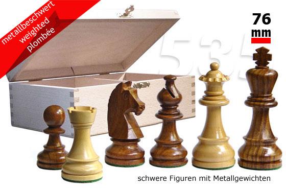 Schachfiguren "Original 535 Design", braun, Stauntonform, KH 76 mm, im Holzkasten