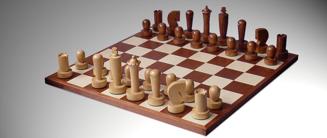 Schachset "Berliner Schach", KH 83 mm, braun