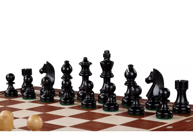 Wunderschönes klappbares Schachbrett mit German Knight Ebenholz Figuren