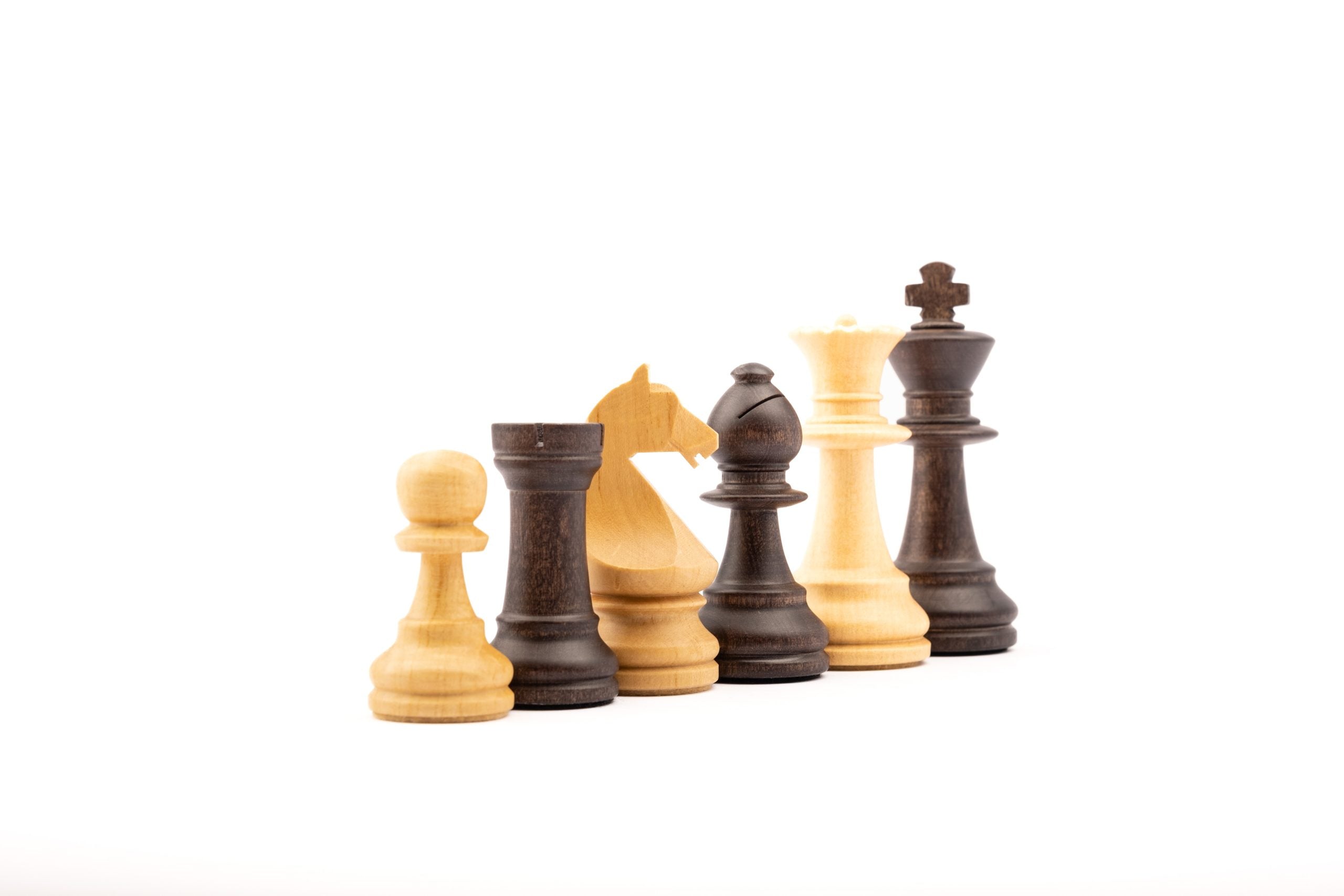 High-quality wooden figures "Staunton Europe No.6" - natural &amp; walnut