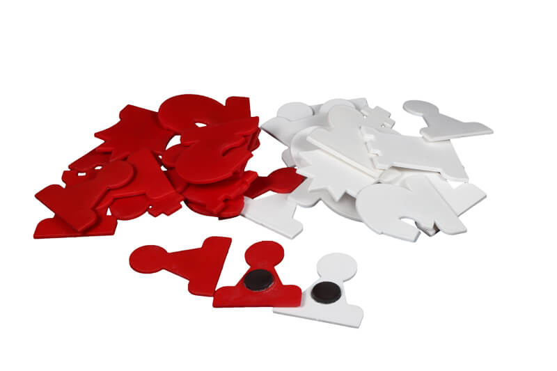 Figurensatz für Demo-Bretter magnetisch, weiß/rot, KH: 78 mm