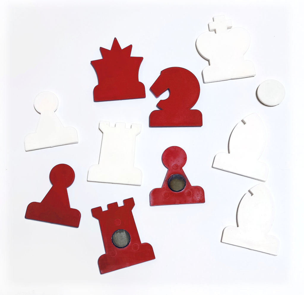 Figurensatz für Demo-Bretter magnetisch, weiß/rot, KH: 78 mm