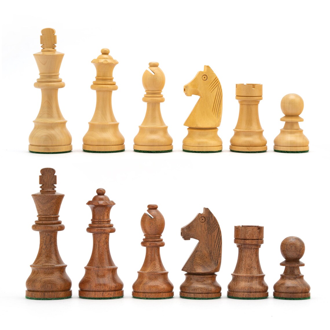 Schachfiguren Staunton aus Sheesham und Buchsbaum – Königshöhe 95 mm – Einzelstück