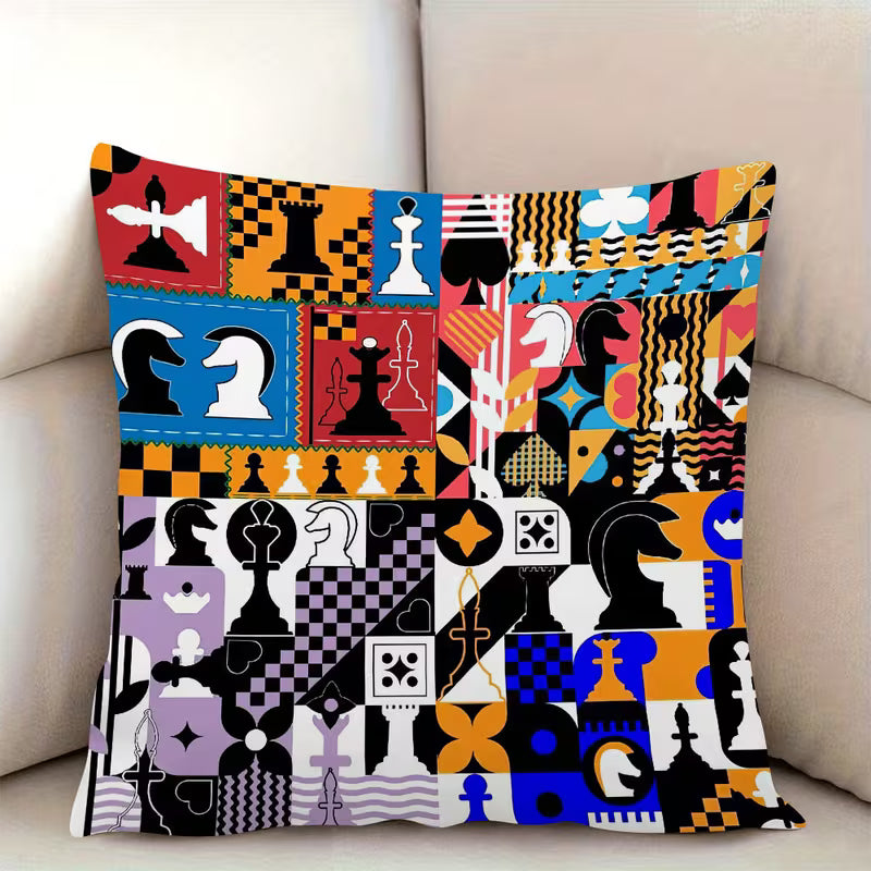 Kissenbezug mit Schachfiguren