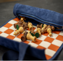 Magnetisches Schach – Rollbares Luxus-Schachspiel aus Echtleder