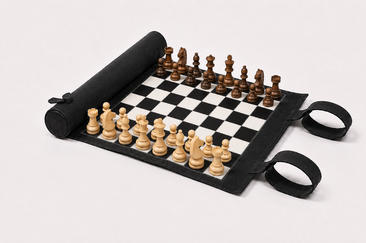 Magnetisches Schach – Rollbares Luxus-Schachspiel aus Echtleder
