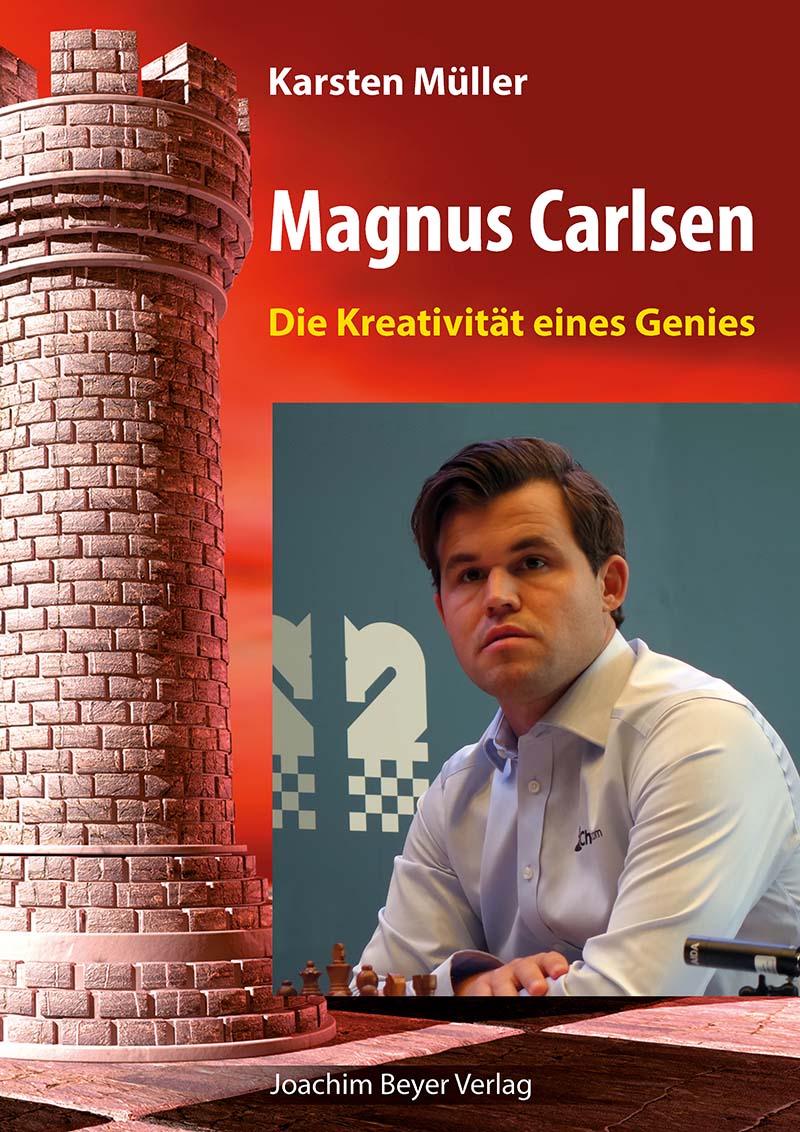 Buchcover von „Magnus Carlsen – Die Kreativität eines Genies“ von Karsten Müller – Schachbuch über kreative Strategien und die Spielweise von Magnus Carlsen.