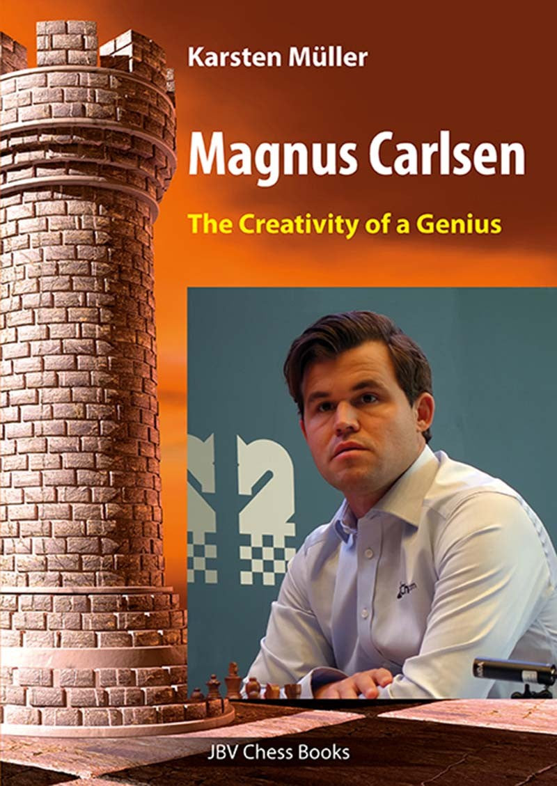 Buchcover von „Magnus Carlsen – The Creativity of a Genius“ von Karsten Müller – Schachbuch über kreative Strategien und die Spielweise von Magnus Carlsen.