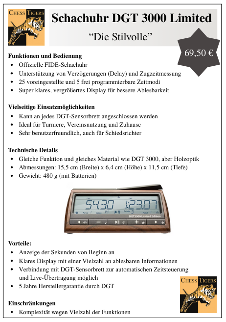 Schachuhr DGT 3000 Limited