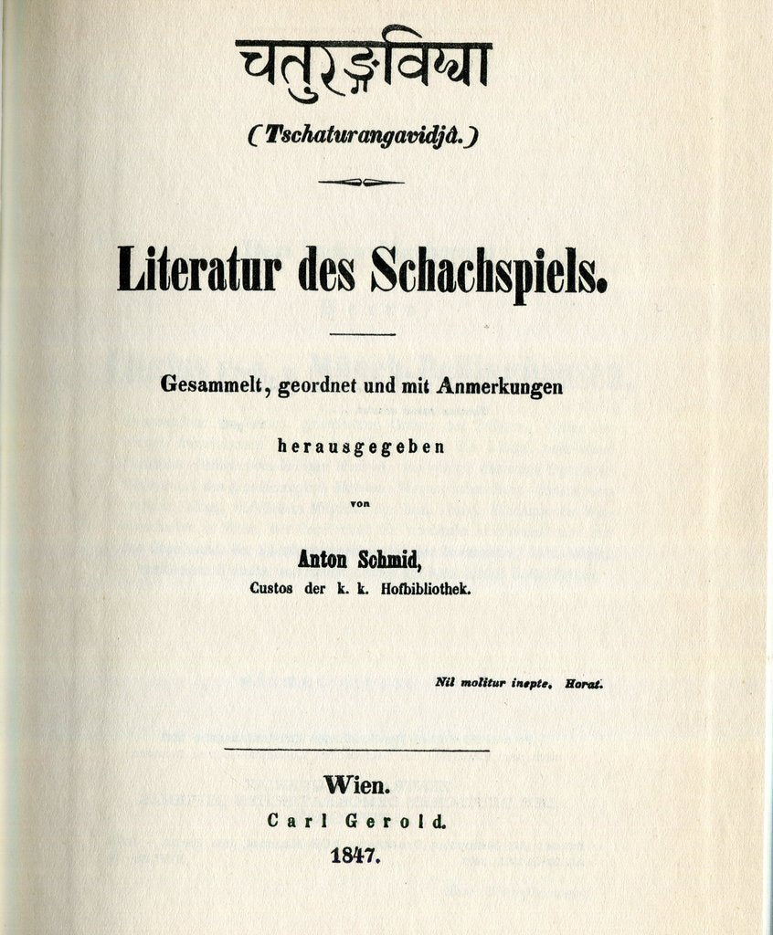 Schmid: Literatur des Schachspiels