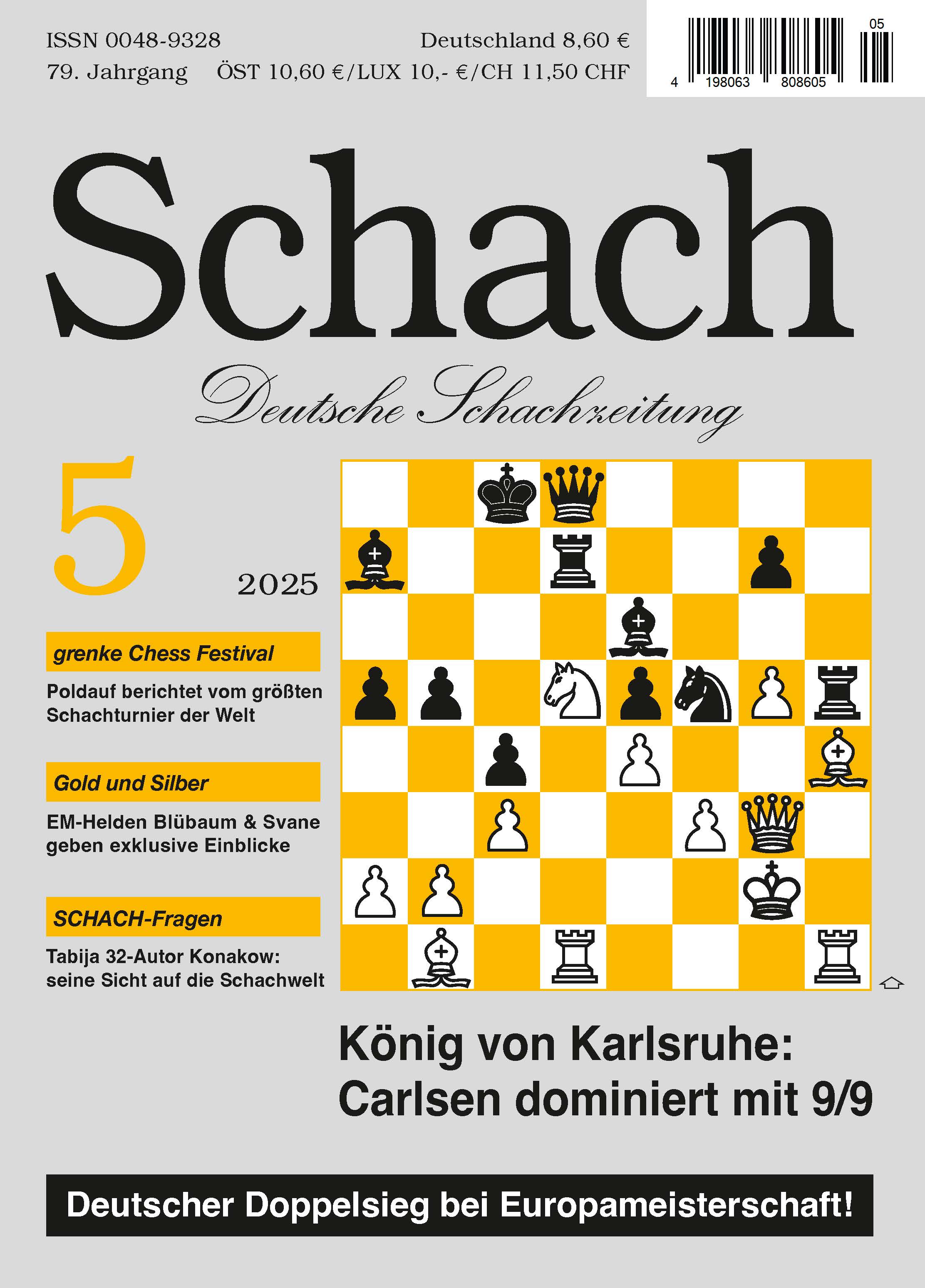Dies ist ein Bild der Schach Zeitschrift, die Ausgabe Mai 2025
