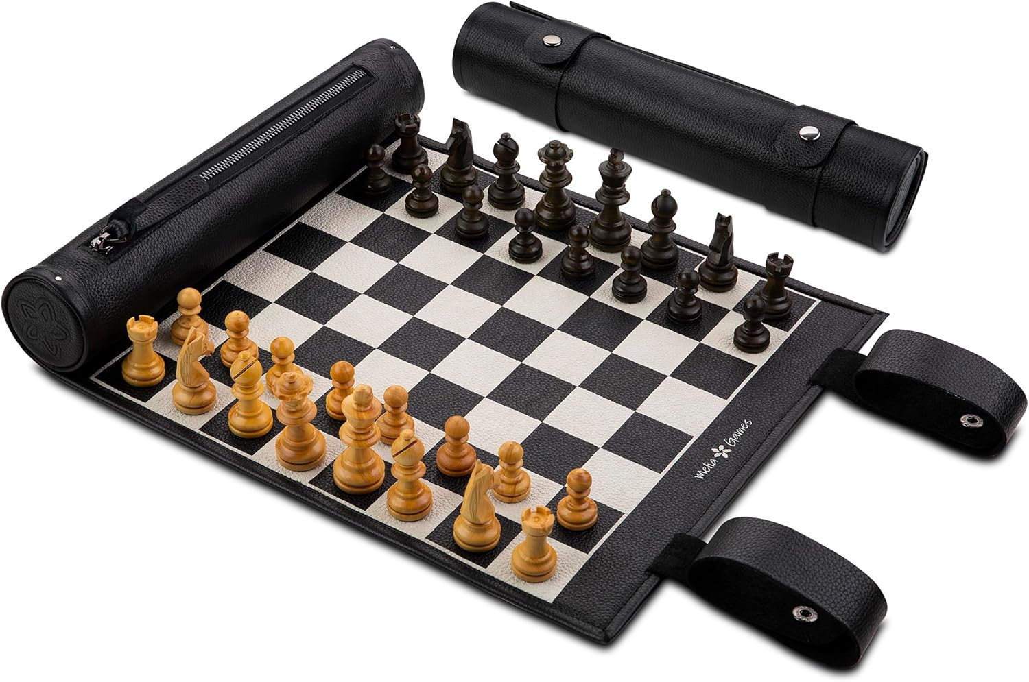 Magnetisches Schach – Rollbares Luxus-Schachspiel aus Echtleder