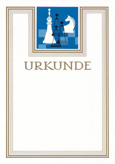 Schach Urkunde mit Golddruck