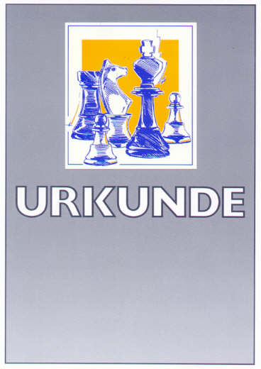 Schach Urkunde in Blau-Orange - mit Hintergrund