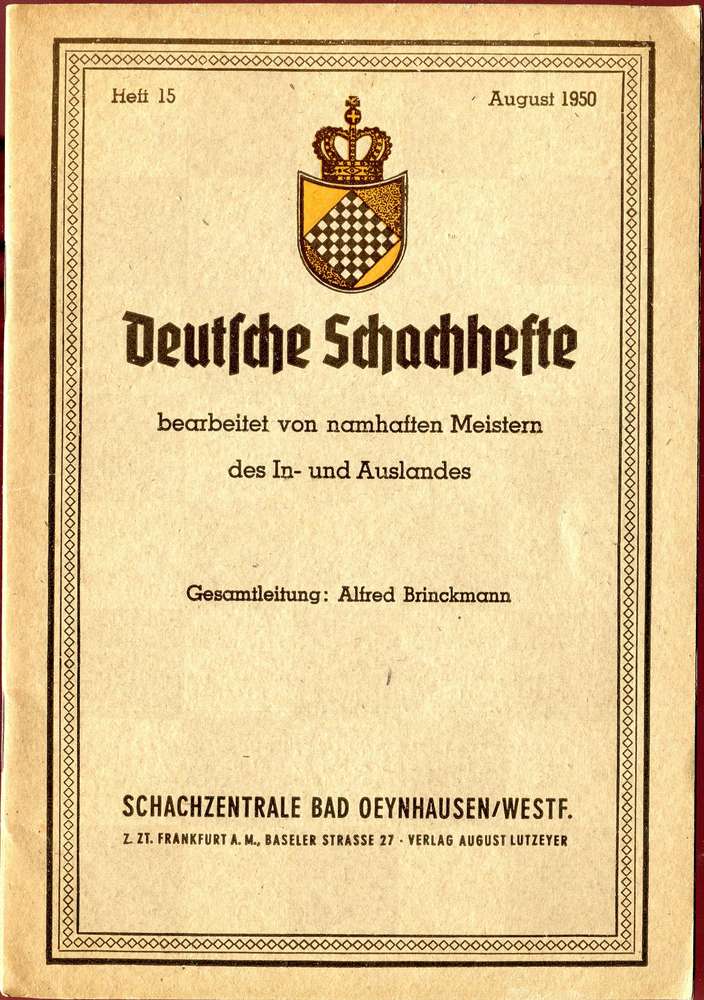 Brinckmann Deutsche Schachhefte 15 (Antiquariat)