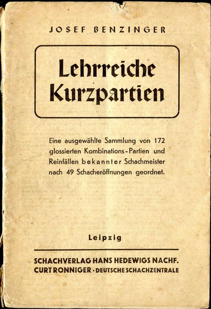 Benzinger Lehrreiche Kurzpartien (Antiquariat)
