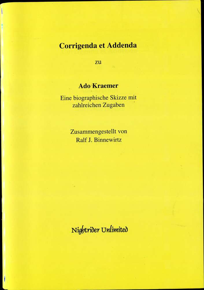 Corrigenda et Addenta zu Ado Kramer (Antiquariat)