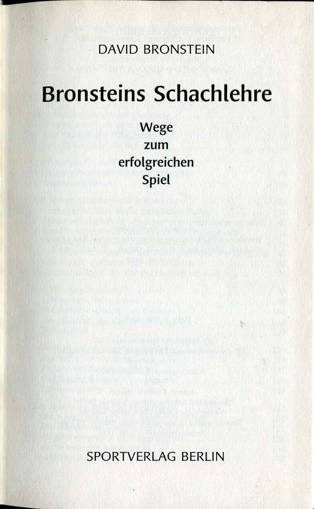 Bronstein Bronsteins Schachlehre (Antiquariat)