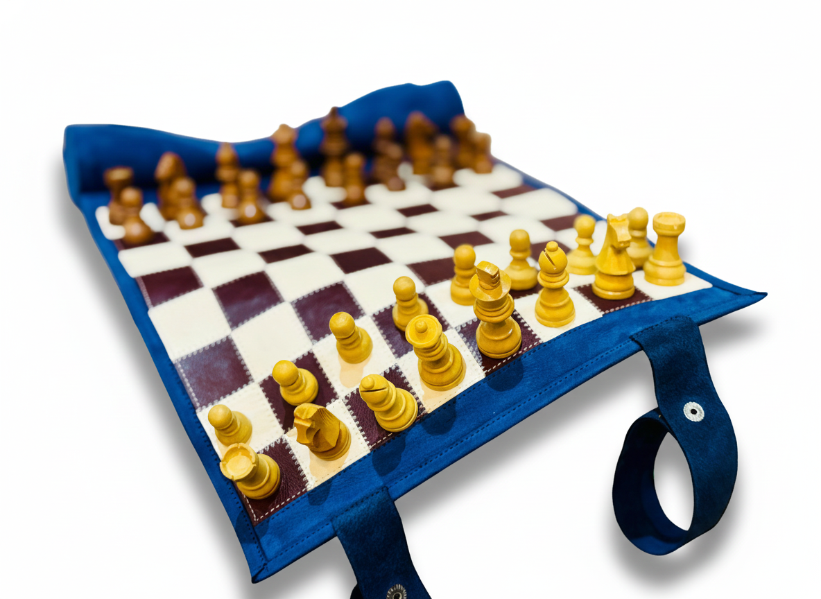 Magnetisches Schach – Rollbares Luxus-Schachspiel aus Echtleder