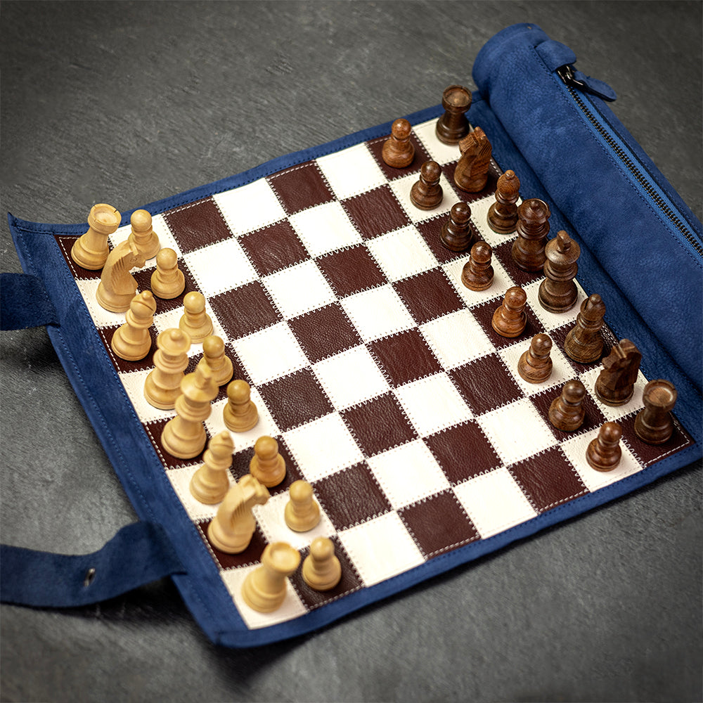 Magnetisches Schach – Rollbares Luxus-Schachspiel aus Echtleder