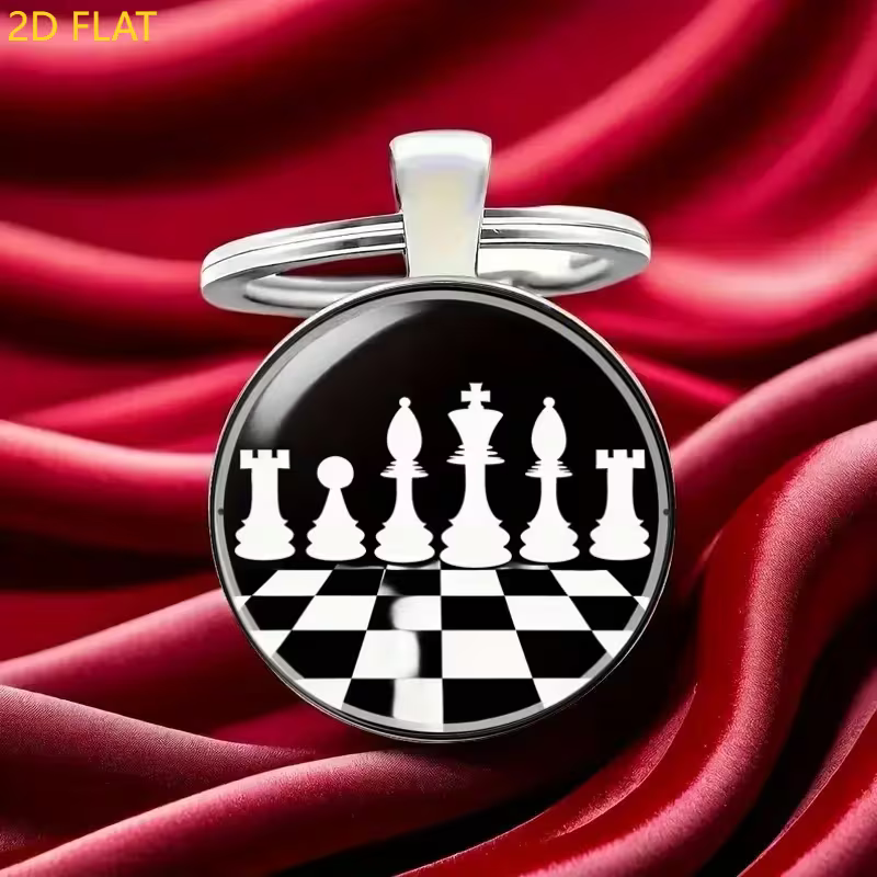 Keyring with chess piece image